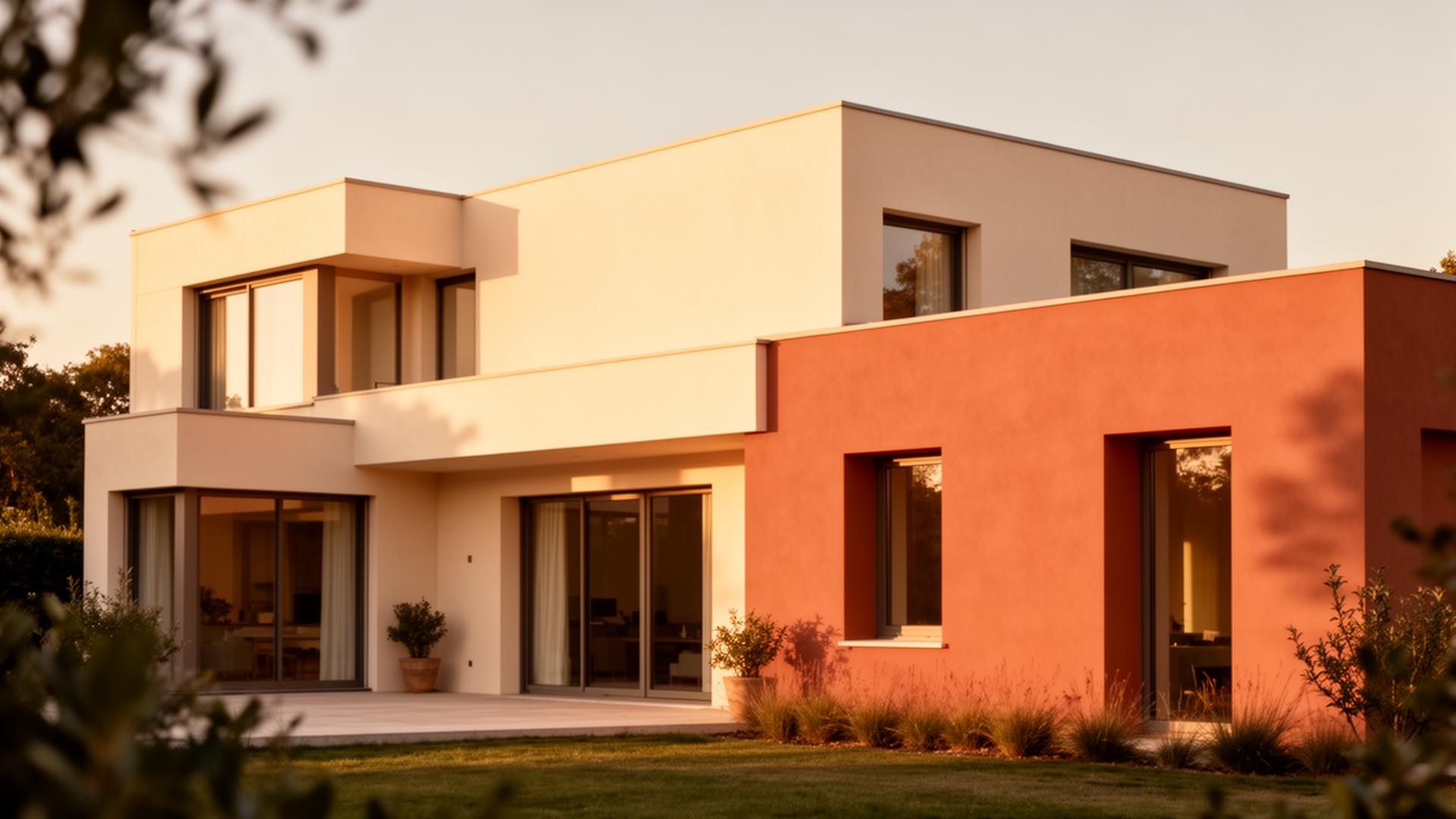 Modern home at golden hour